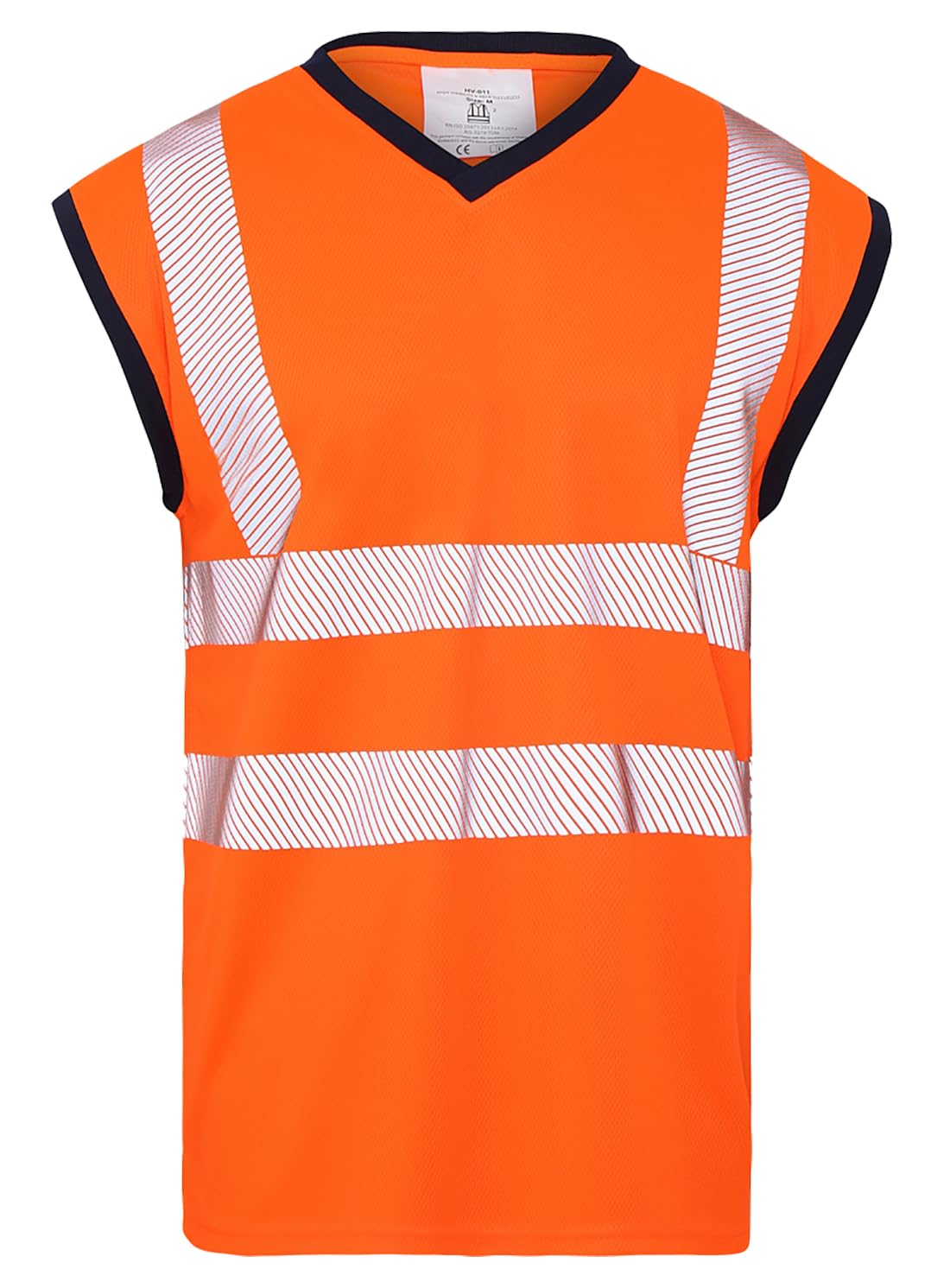 FAIRY BOUTIQUE Mens High Visibility Mesh Vest Top Hi Vis Reflective Tape 2 Tone T Shirt Sleeveless Work Utility Safety Tank Tops (Orange Small)