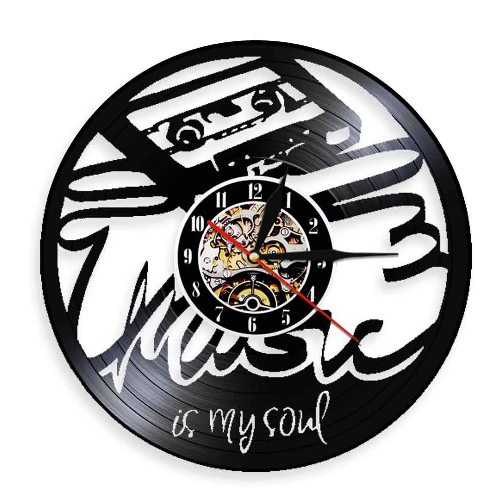 La musica è la mia anima Orologio da parete con disco in vinile Orologio da parete moderno Decorazioni per la casa Orologio muto decorativo unico per gli appassionati di musica Regali originali unic