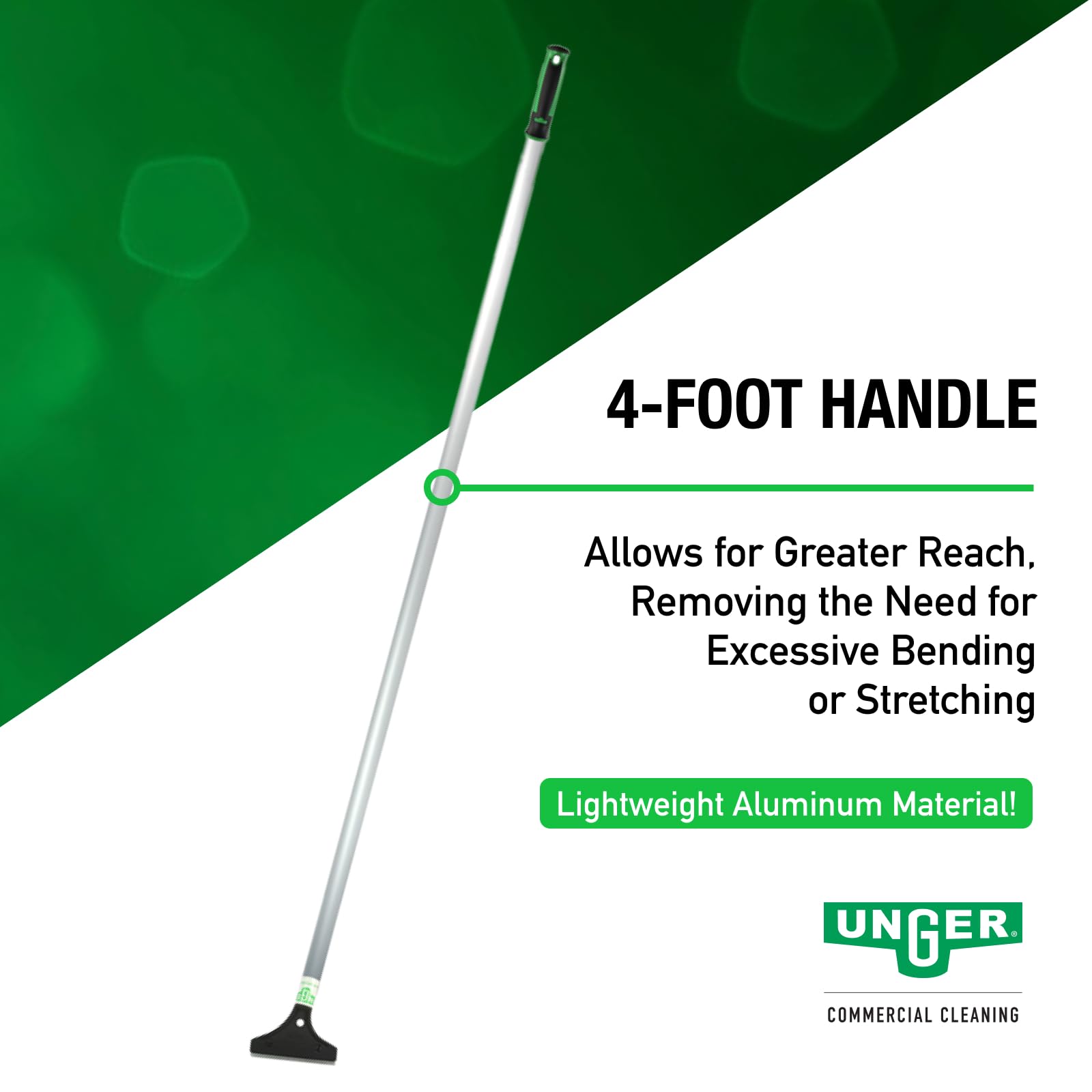 UNGER Commercial Light-Duty Floor Scraper - 4 Foot Aluminum Handle LH12C | Reversible 4 Metal Blade Head; Removes Gum Stickers and Wax Buildup; lightweight design; Ergonomic Grip product thumbnail 8