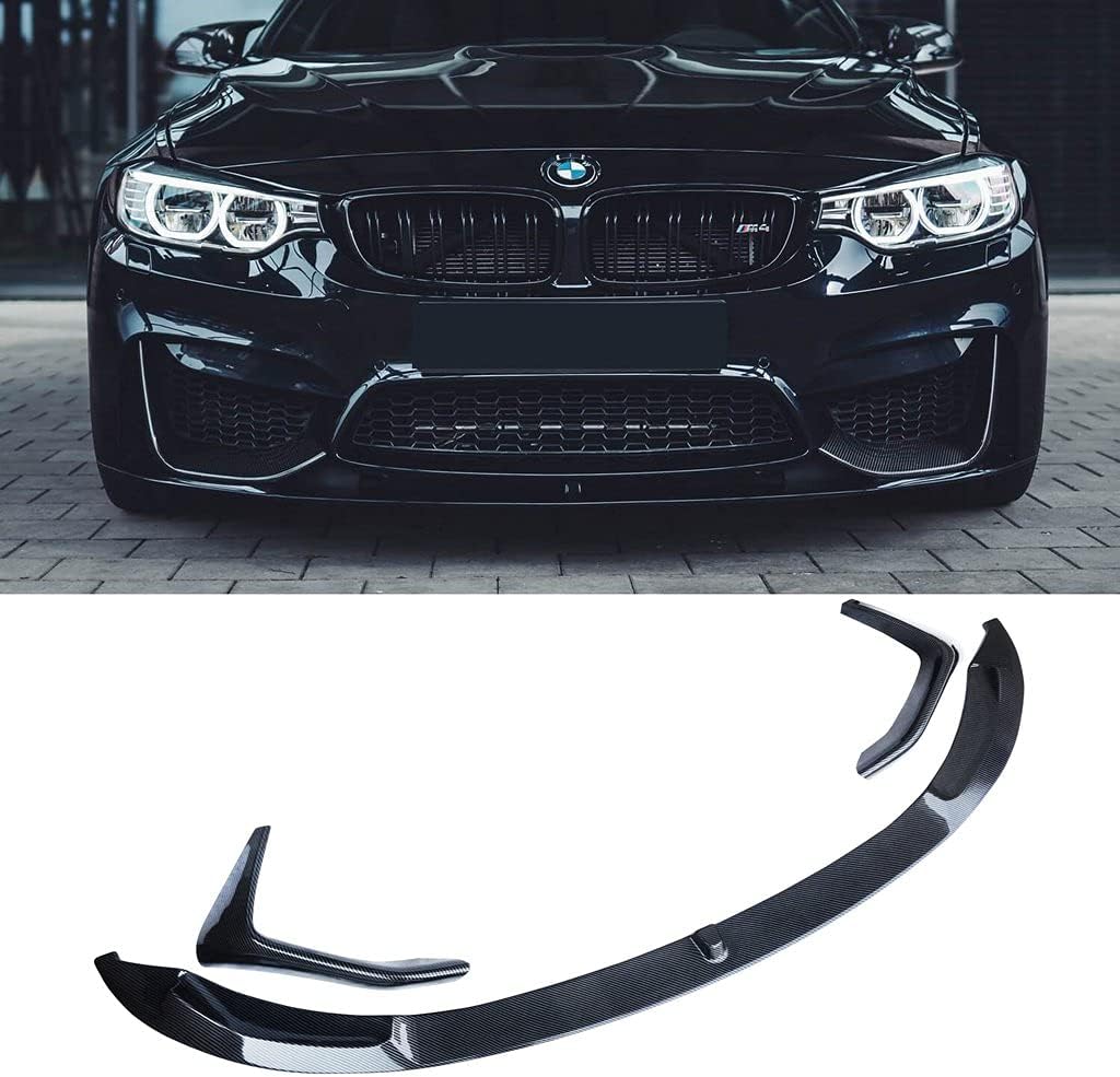 NINTE Front Lip Fits for BMW F80 M3 F82/F83 M4 2015-2020, MP Style ABS Carbon Fiber Front Bumper Spoiler Splitter