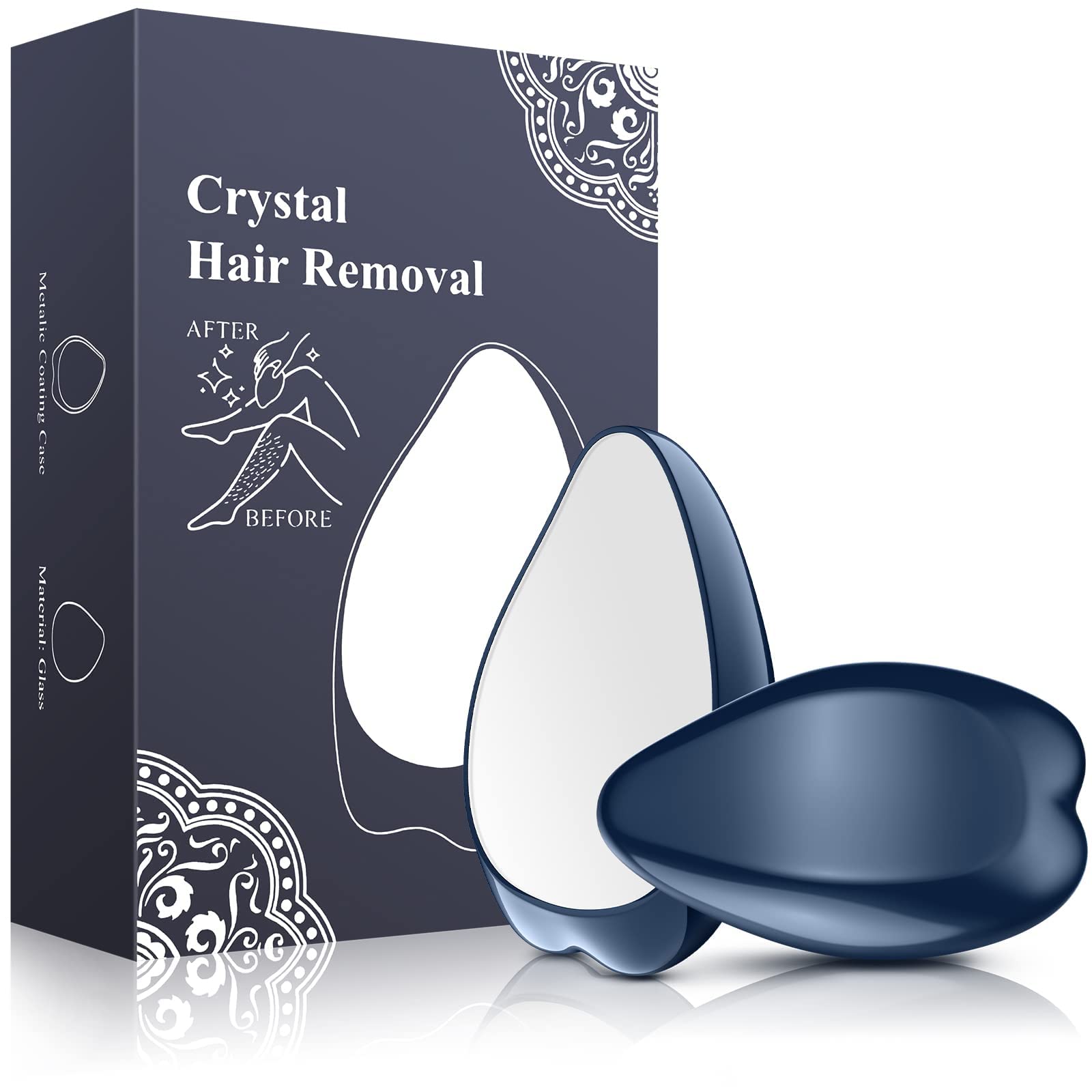 ExceforeUpgraded 3rd-Generation Crystal Hair Eraser, Crystal Hair Remover for Women, Exfoliation Smooth Silky Skin, Magic Removal Hair Painless for Arms Legs Back (Grey Blue)