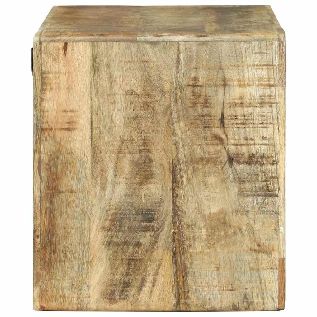 Szafka TV z regałem, brązowa, 60 x 32 x 36 cm, lite drewno, mango, do salonu, szafka na media, do TV, Hifi, Media, przechowywania, zarządzania kablami, nowoczesne wzornictwo