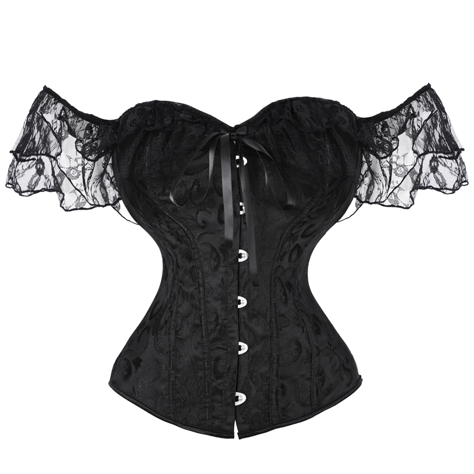 SUKUTU Corset complet pour Femme avec Bretelles en Dentelle partie Supérieure ajustée au Corps corset Gothique rétro avec Fermeture à l'avant sous-vêtement sculptant