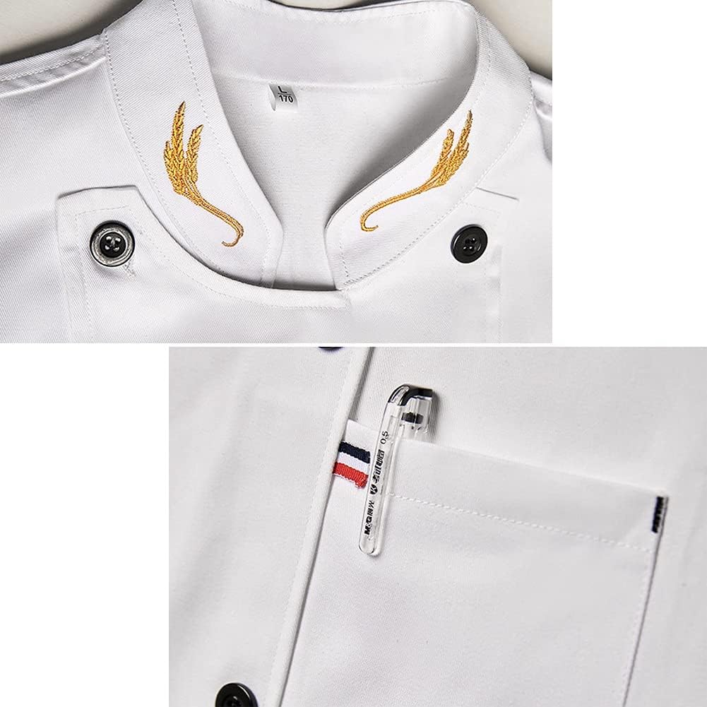 Chef Coat, Unisex Chef Coat Jacket, Hotel/Kitchen Long Sleeved Double Breasted Uniform for Men and Women, Breathable Kitchen Work Wear(Red_A(M))