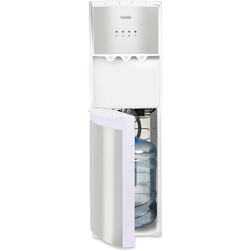 Igloo Bottom Load Water Cooler Dispenser - Hot, Cold, or Room-Temperature Water - Holds 3 or 5 Gallon Bottles - Child Safety Lock - Perfect for Homes, Kitchens, Dorms - White Stainless