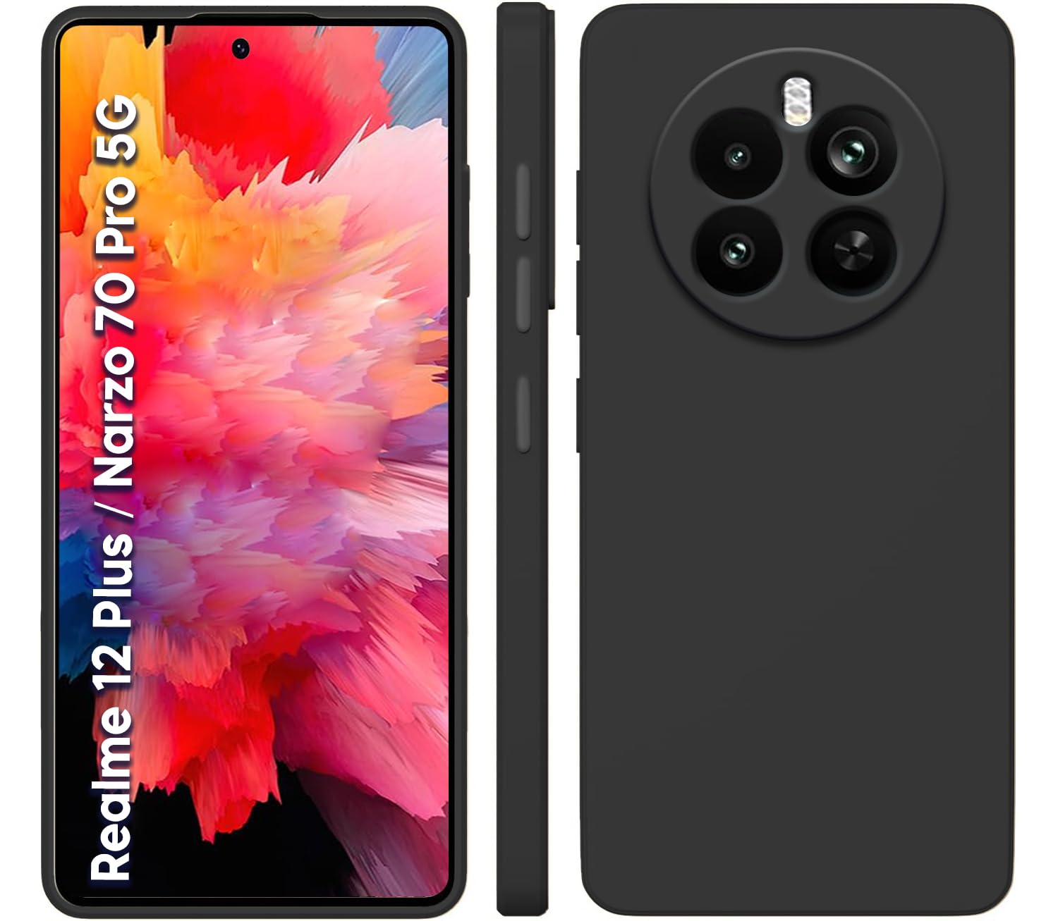 TRUEUPGRADE Compatible with Realme 12 Plus 5G / Realme P1 / Narzo 70 / Narzo 70 Pro Back Cover Case, Liquid Silicone Full Body Protective Cover - Black TRUEUPGRADE Compatible with Realme 12 Plus 5G / Realme P1 / Narzo 70 / Narzo 70 Pro Back Cover Case, Liquid Silicone Full Body Protective Cover - Black