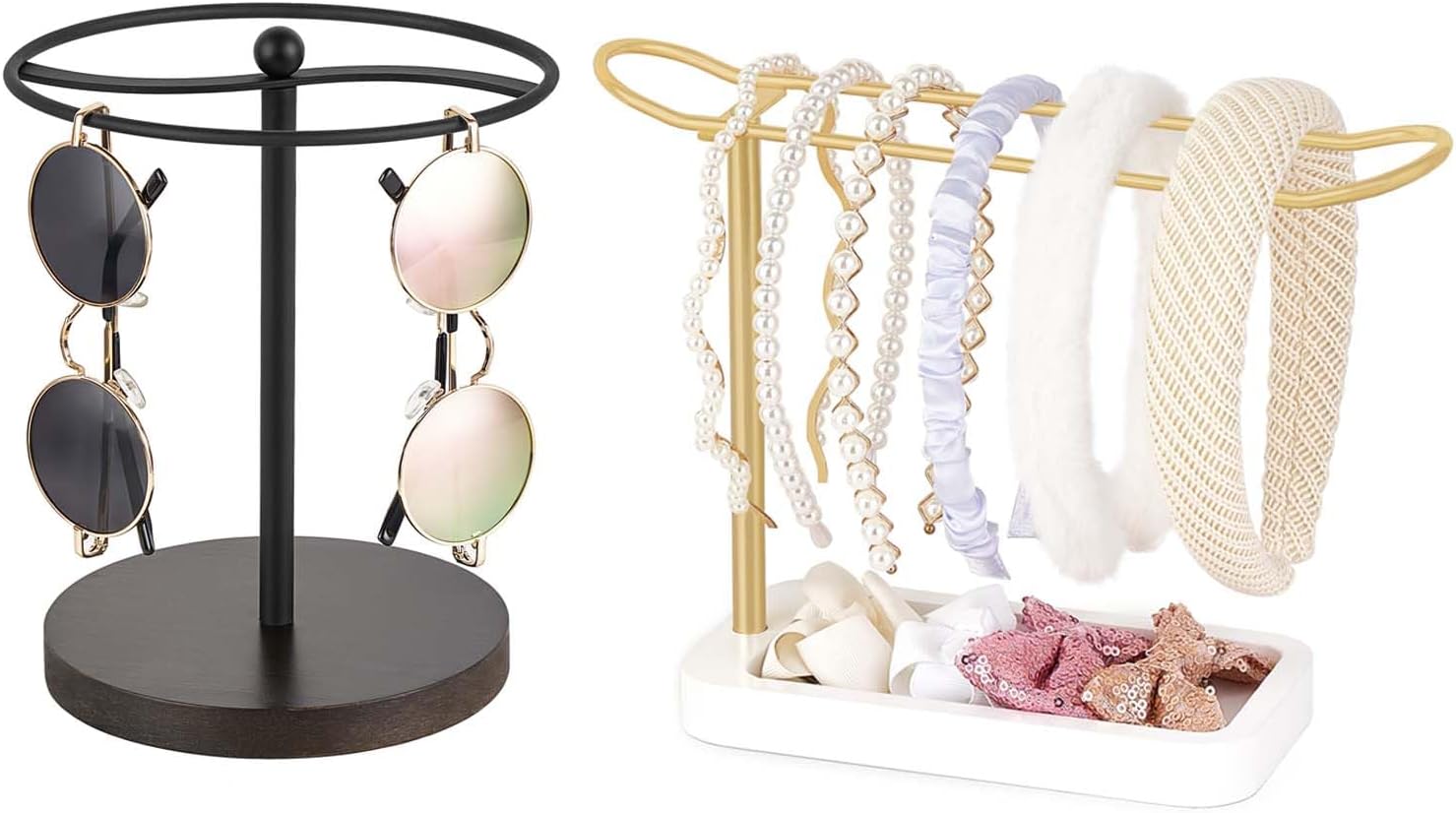 Mkono Sunglasses Organizer Glasses Holder Stand Sunglass Storage Display Eyeglasses Rack and Headband Holder Headband Organizer Metal Headband Storage Headband Stand Rack Hair Accessories Organizer