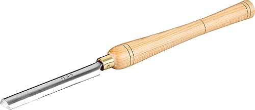 DEEG Herramientas de torneado de madera de cincel de torno HSS de 1 pulgada con mango de Ashtree doméstico, virolas de latón y cuchillas de acero de
