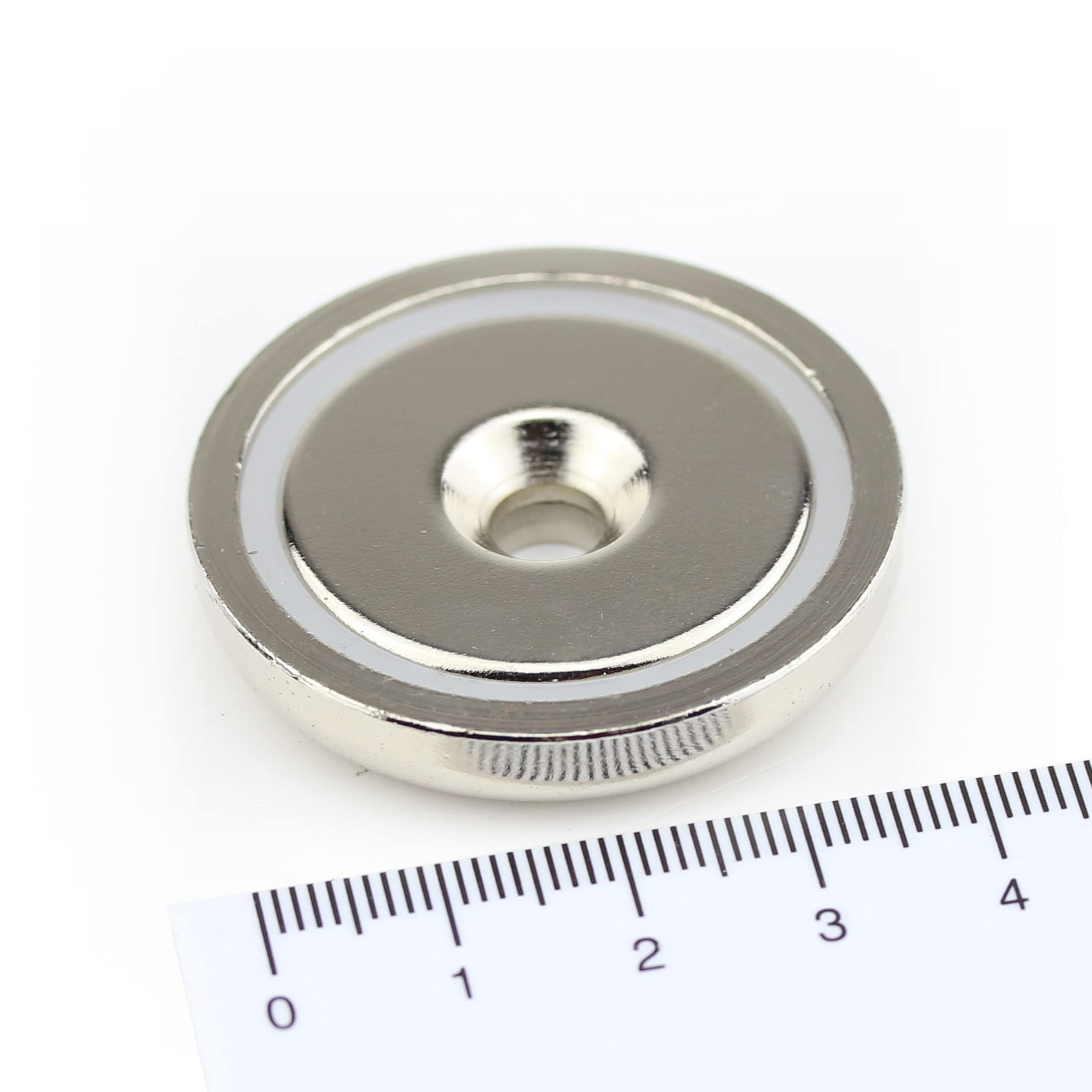 10 Neodym Flachgreifer Topfmagnete mit Bohrung und Senkung Ø40x8 mm N35 Magnet zum Verschrauben - Haftkraft 50 kg / 500 N