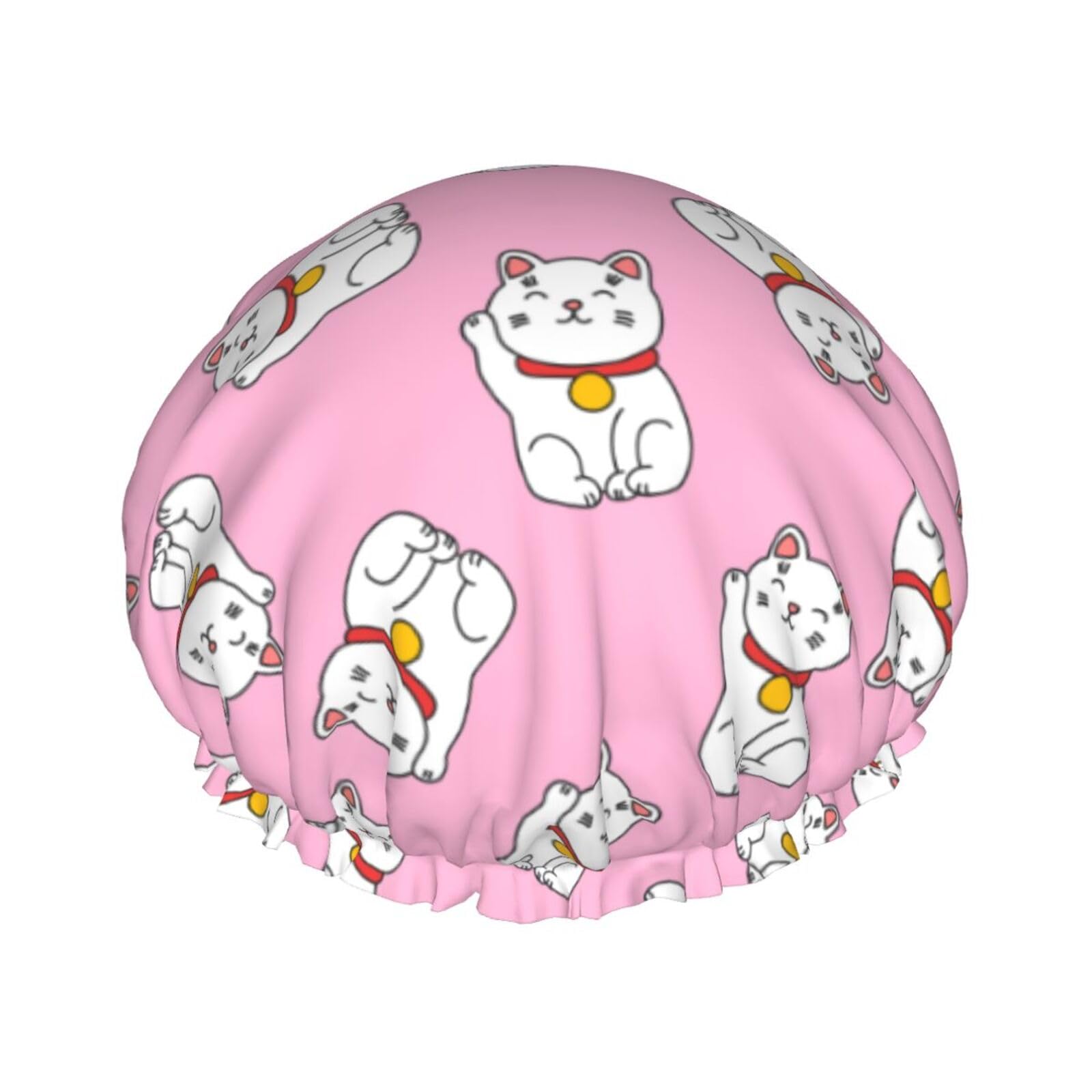 Bonnet de douche en satin pour cheveux bouclés style chat japonais