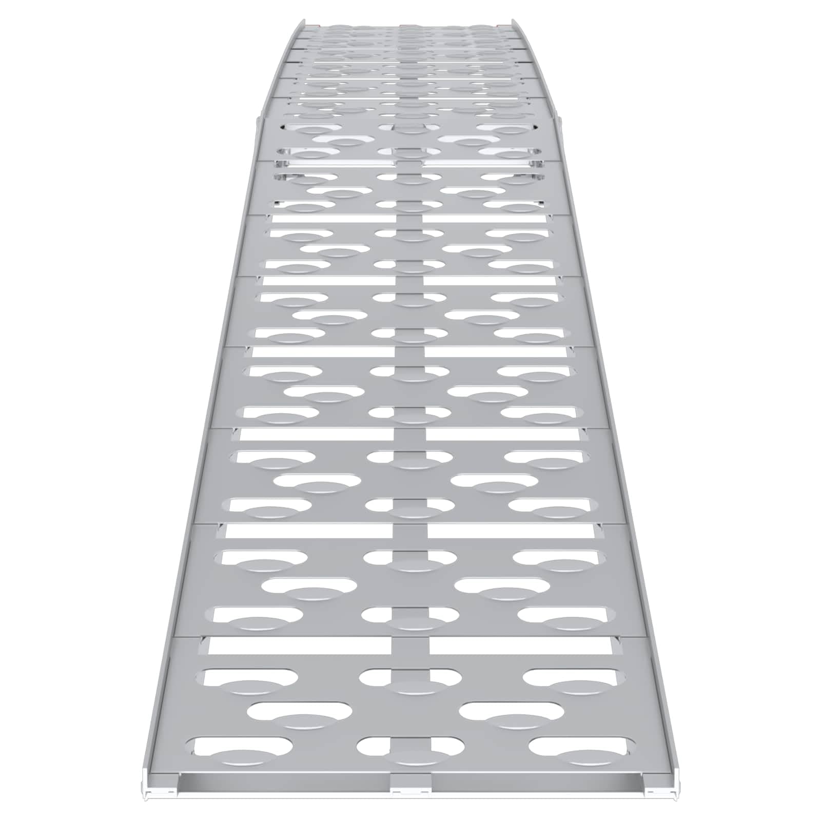 Zestaw 2 składanych ramp motocyklowych z aluminium, 222 cm, składana rampa najazdowa do motocykla, skutera, quada, nośność 340 kg, antypoślizgowa, srebrna
