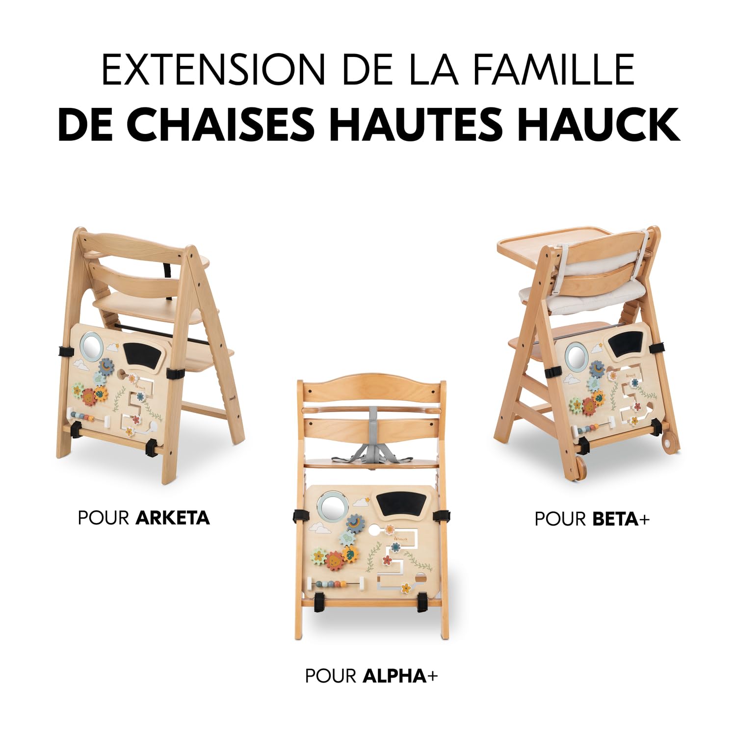 Hauck Tableau Activités Bébé Chaise Haute Alpha+ Beta+ Arketa, Jouet Sensoriel Bois FSC® à Partir de 10 Mois