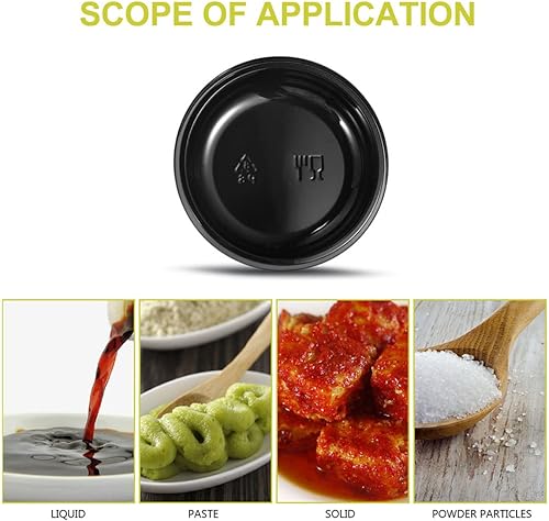Miniatura 7 de PZRT - 30 platos de salsa desechables de plástico redondo negro, platos de sopa para condimentos, suministros para restaurantes para el hogar,