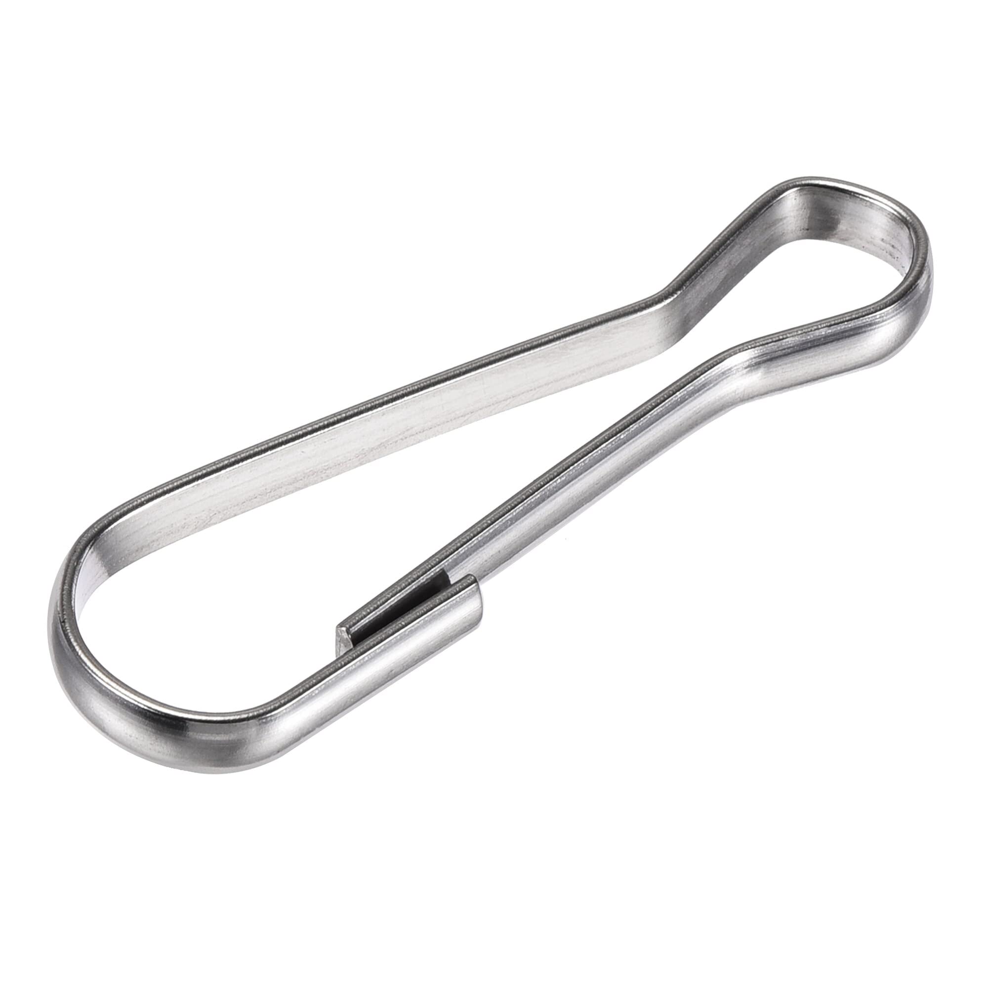 DUO ER 24 Pcs Spring Hooks Snap Clip Hooks 50x15x3.8mm 304 Stainless Steel Silver Tone