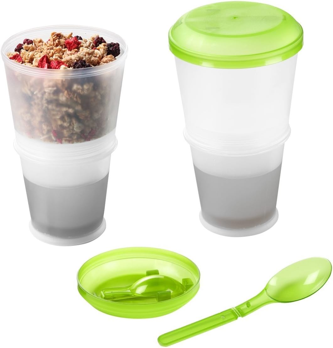 Cereal Cup, Granola Travel Mug Insulated Milk Cooling Compartment - Muesli on The go by DELIAWINTERFEL