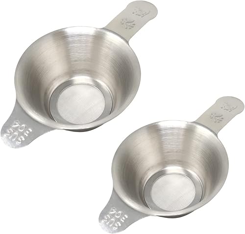 Miniatura 6 de Honbay 2 piezas de diferentes tamaños 304 de acero inoxidable mini colador de malla fina embudo té té café filtro con asas dobles