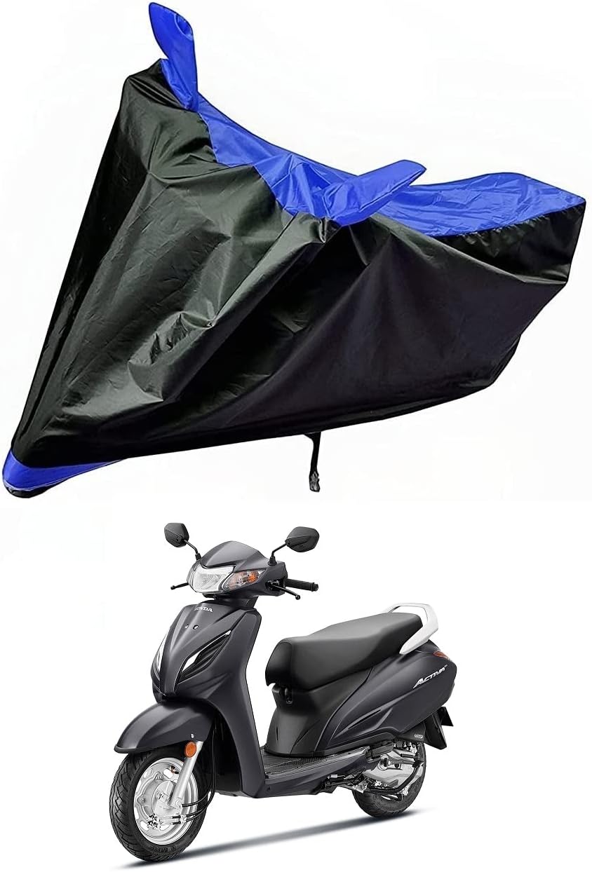 Auto Hub Water Resistant Bike Body Cover for Activa 6G, 5G, 4G, 3G, Activa 125 - Black/Blue