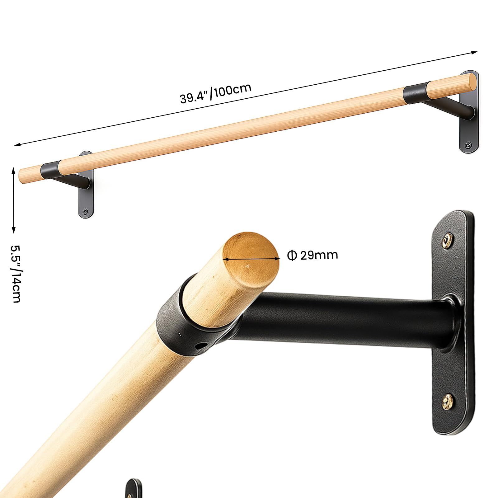 Youyijia Klimmzugstange Wand, Holz Pull Up Bar, Fitness Krafttraining Klimmzug Stange für Erwachsene/Teenager Oberkörpertraining, Calisthenics Equipment für Zuhause