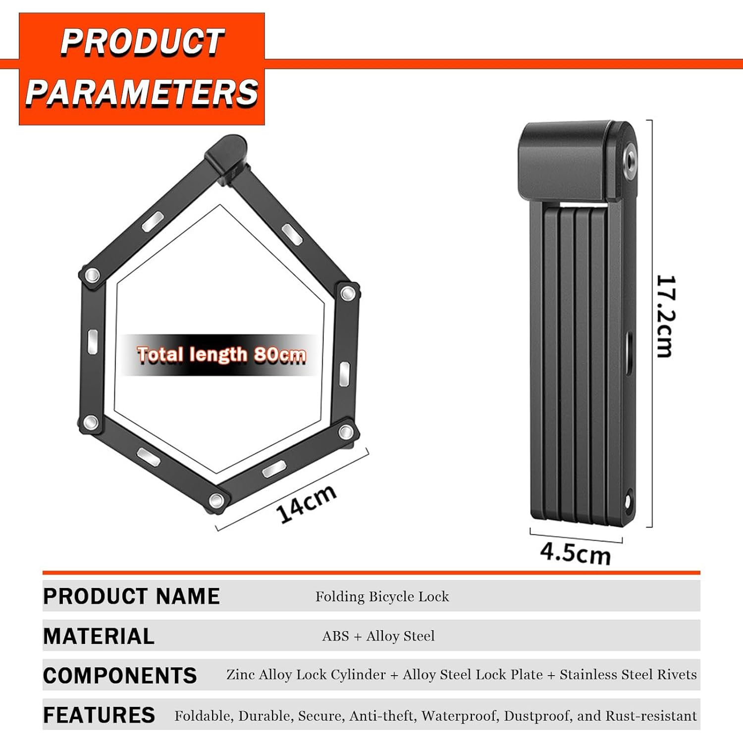 Lucchetto Bici Pieghevole per Cannondale Topstone Carbon Topstone Neo Topstone Neo Lefty Touring, Blocco Manubrio Lucchetto per Bici Sicurezza antifurto Bicicletta Pieghevole Portatile