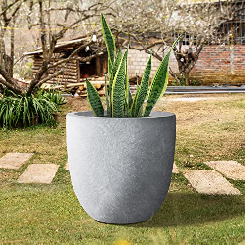 Kante Rc0050B-C60611 Lightweight Concrete Modern Outdoor Round Planter, 14" X 14" X 12", Slate Gray #TOP4