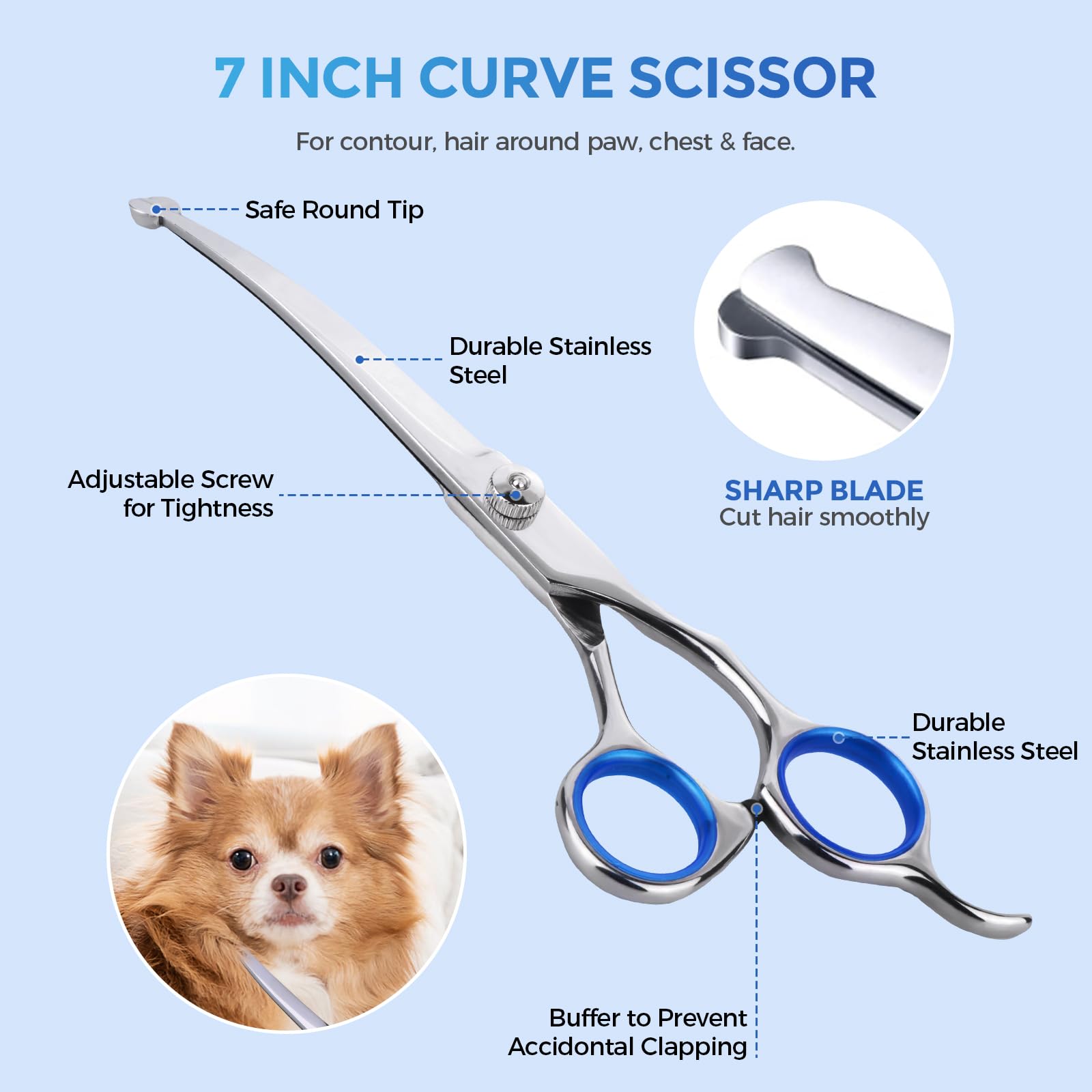 EVERESTA Dog Grooming Scissors with Safety Round Tips, Heavy Duty Titanium Pet Grooming Trimmer Kit - Image 3