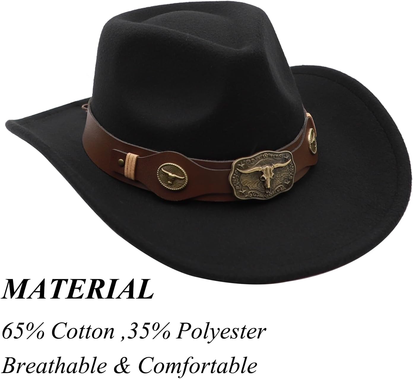 Western Cowboy Hat for Men Cowgirl Hat for Women Unisex Wide Brim Felt Fedora Hats Classic Cowboy Hats - Image 2
