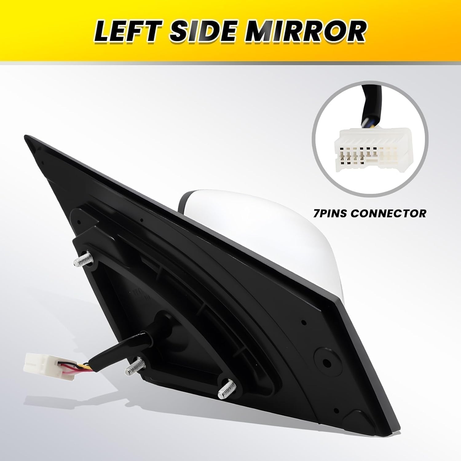7Pin Left Side Door Mirror Assembly Compatible with 2011-2014 Sonata Driver Side Mirror with Manual Folding & Heated & Power Glass and Turn Signal Light White HY1320168 87610-3Q110 (Left)