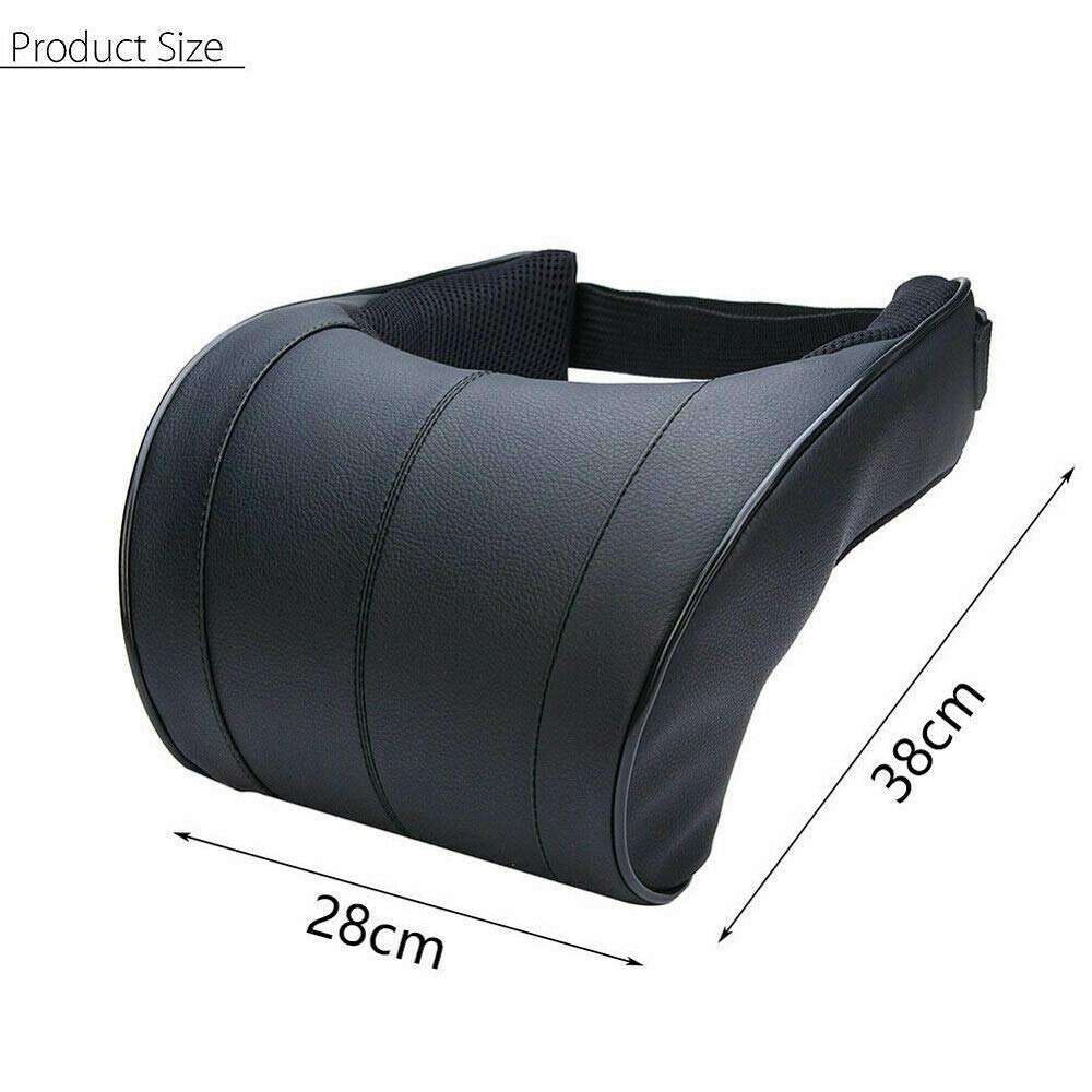 MASO, cuscino di supporto per il collo dell’auto, cuscino poggiatesta in morbida pelle PU + memory foam per auto per guidare il collo e alleviare il dolore al collo Nero, 4