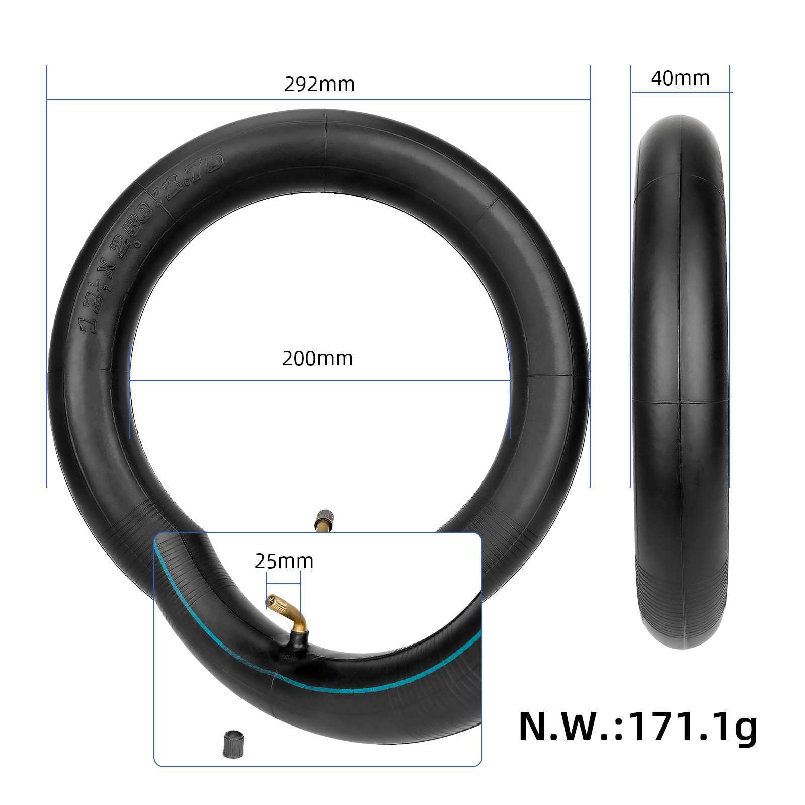 TREFAN Pneumatici per veicoli elettrici da 12,5 pollici, 12 1/2 x 2,50/2,75, tubo esterno per passeggino, curvatura a 90°, tubo interno ispessito per veicoli elettrici da 12 pollici (2 pezzi)