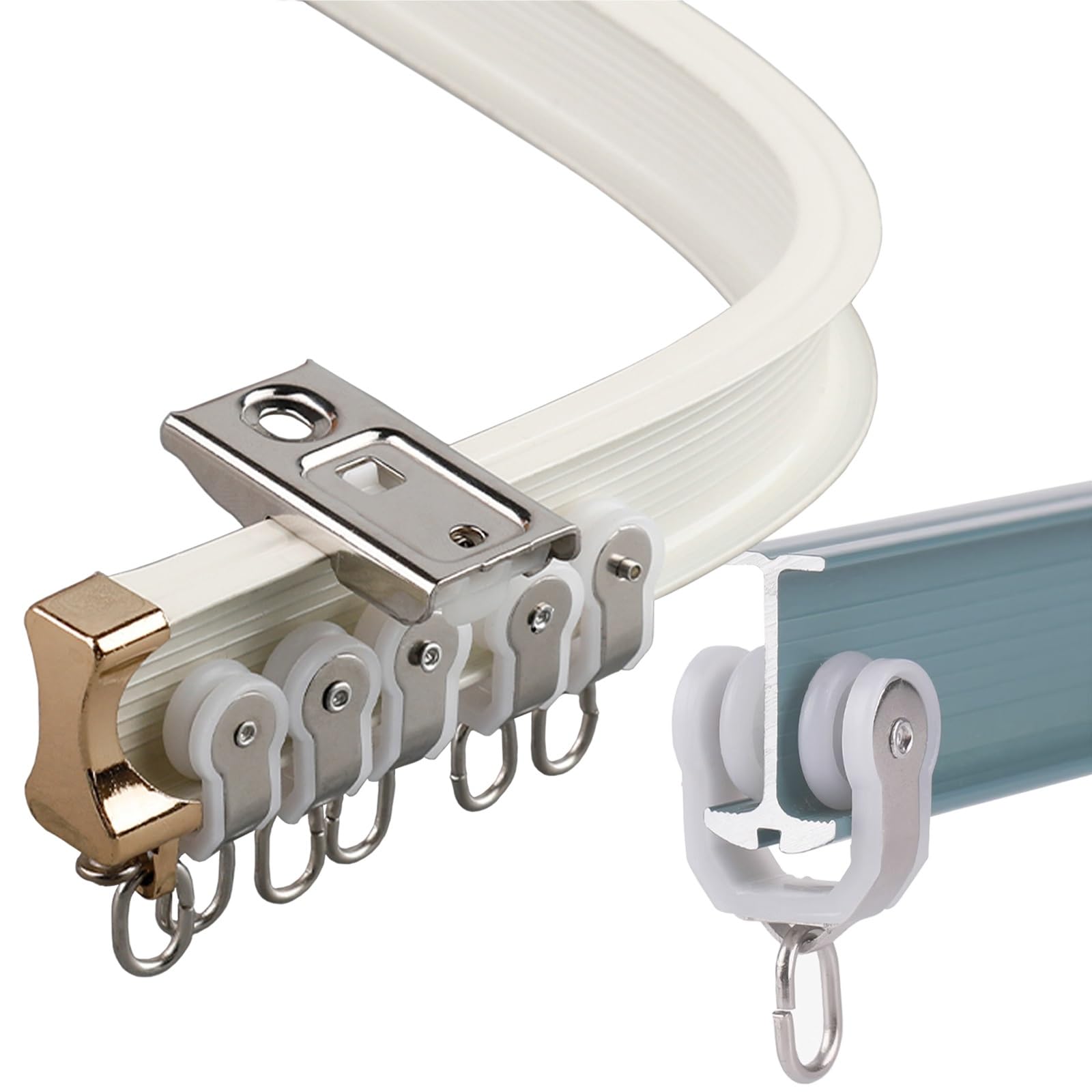 Ceiling Curtain Track Bendable And Straight Wall Curtain Track, Flexible Curved Aluminum Heavy Duty with Silent Pulley