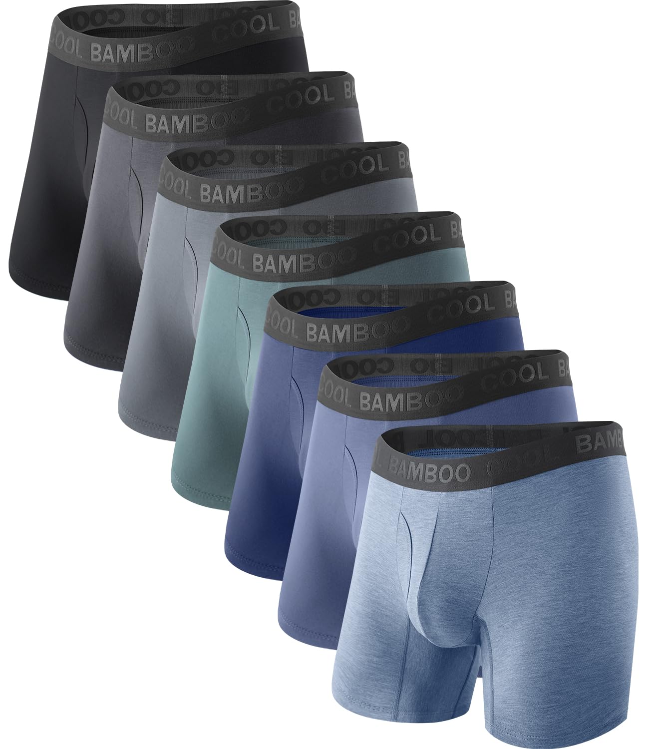 BAMBOO COOL Men's Underwear Boxer Briefs Multipack with Fly, No Ride Up | Soft breathable bamboo viscose with moisture-wicking stretch, supportive pouch, tag-free comfort for daily wear