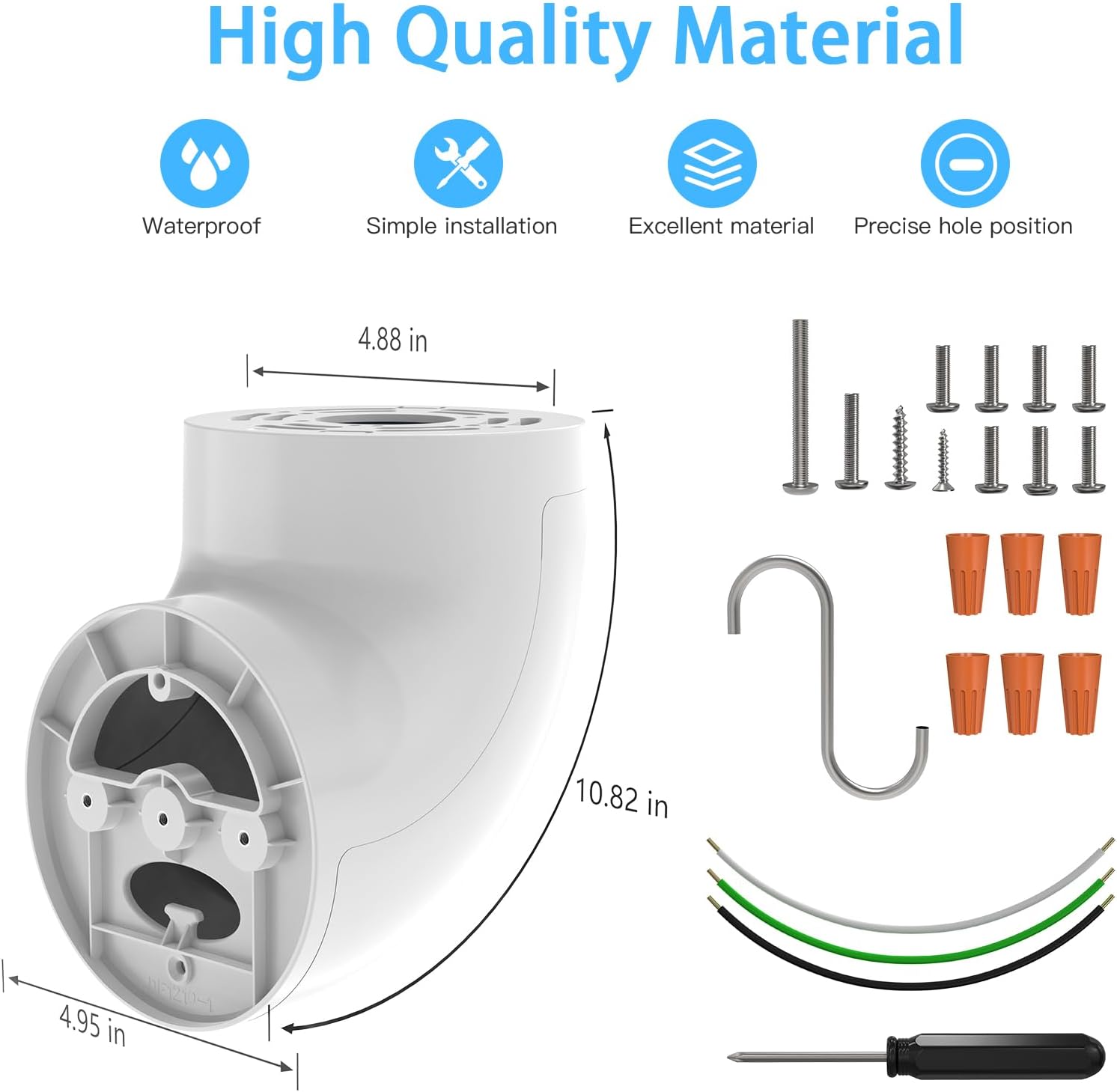 Outdoor Camera Eave Mount Bracket Compatible with R-ing Floodlight Cam Wired Pro/Plus,Blink Wired Floodlight and WYZE Floodlight v2,REOLINK Elite Floodlight WiFi Cameras (White)