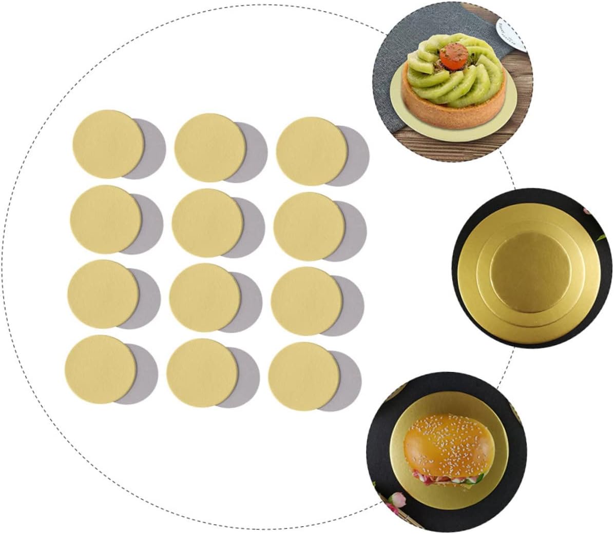 12pcs Round Cake Drums Multi-tiered Cake Boards Food-grade Cardboard with Gold Foil Easy to Use