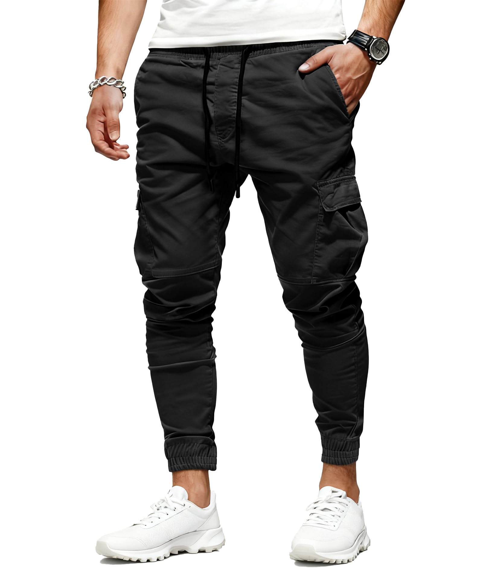SwissWell Pantaloni Cargo da Trekking in Cotone Elasticizzato Casual da Uomo con Tasche Autunno Inverno S-2XL