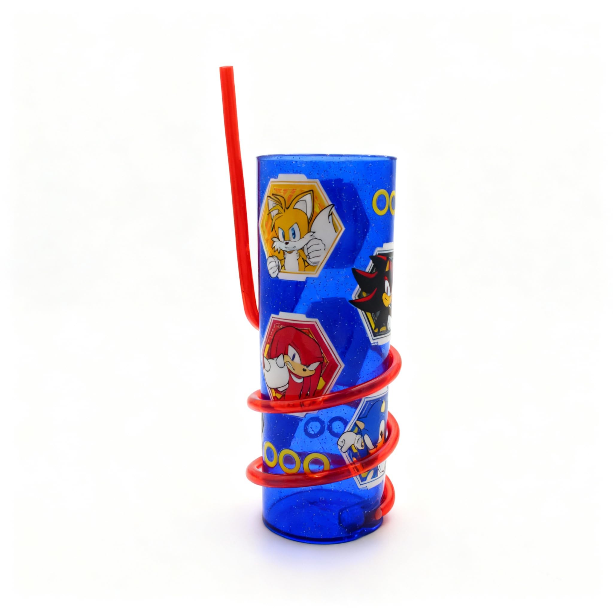 Sonic the Hedgehog Hexagon Swirl Straw Tumbler – 300ML| Fun Kids Drinking Cup with Spiral Straw | BPA-Free | Durable & Lightweight | Perfect for Water, Juice & Milk, Blue