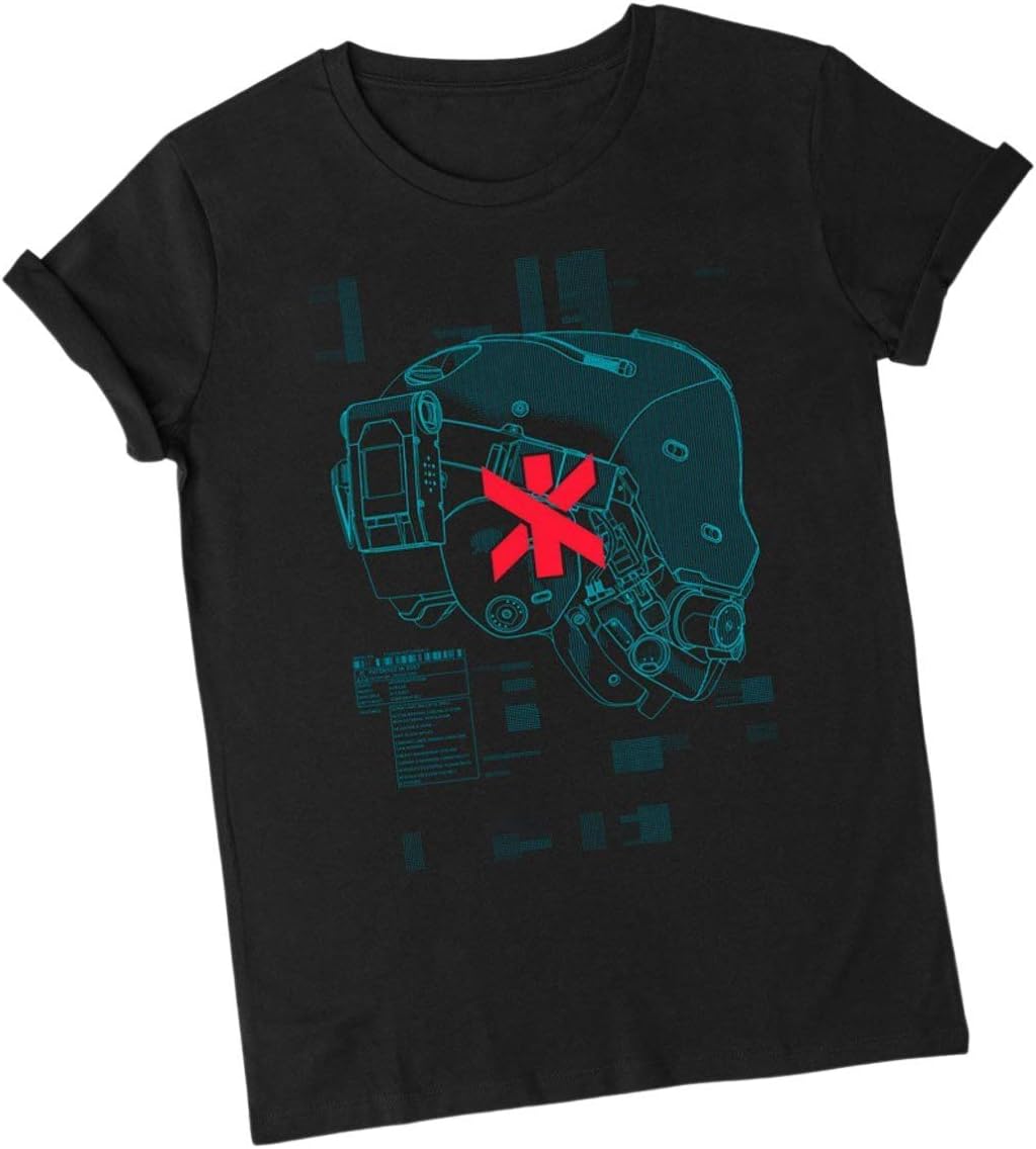 Trauma Team Combat Helmet Cyberpunk 2077 T-Shirt for Men - Official Apparel Inspired by The Hit Video Game Black