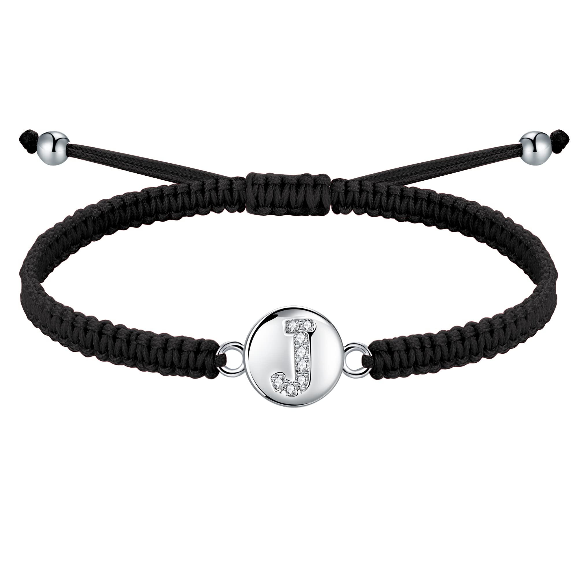 J.Endéar Plata de Ley 925 Pulsera Letra Inicial Mujer Niña Hecho a Mano Filigrana Cadena Trenzada Nombre Personalizado Joyería Regalo de Cumpleaños