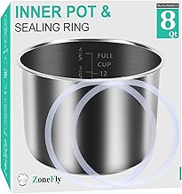 Inner Pot for Instant Pot 8 QT - Instant Pot Stainless Steel Inner Cooking Pot 8 Quart with 2Pcs 100% Silicone Gasket Seal Ring for IP-Duo LUX PRO Crisp NOVA Ultra EVO 8 Qt Pressure Cooker Inner Pot