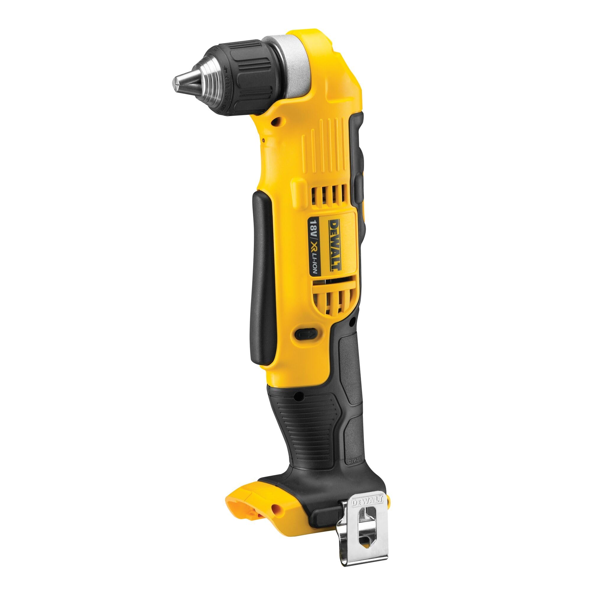 DEWALT Akku-Winkelbohrmaschine (18 Volt, für Bohrarbeiten an sehr verwinkelten Stellen, zwei-Gang-Getriebe, inkl. Zubehör und TSTAK Box II, Lieferung ohne Akku & Ladegerät) DCD740NT-XJ