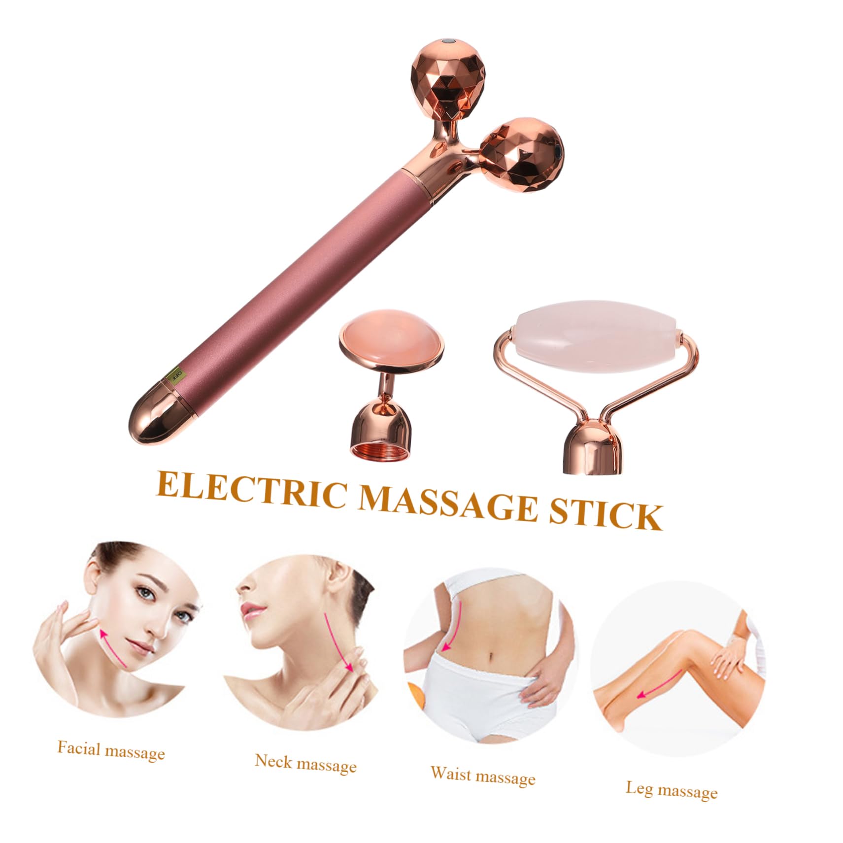 Gatuida Facciale Elettrico in Pietra Naturale Rosa, Kit Per Viso Leggero e Portatile Ad Alta Frequenza Per Tonificare e Rilassare i Muscoli, Uso Professionale e Personale