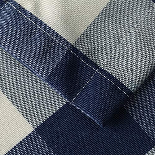 Vogol Buffalo Check Plaid Cotton Valances For Windows, Blue And White Farmhouse Design Window Treatment Decor Curtains, Rod Pocket Valances For Cafe, 52X18, Navy #TOP3