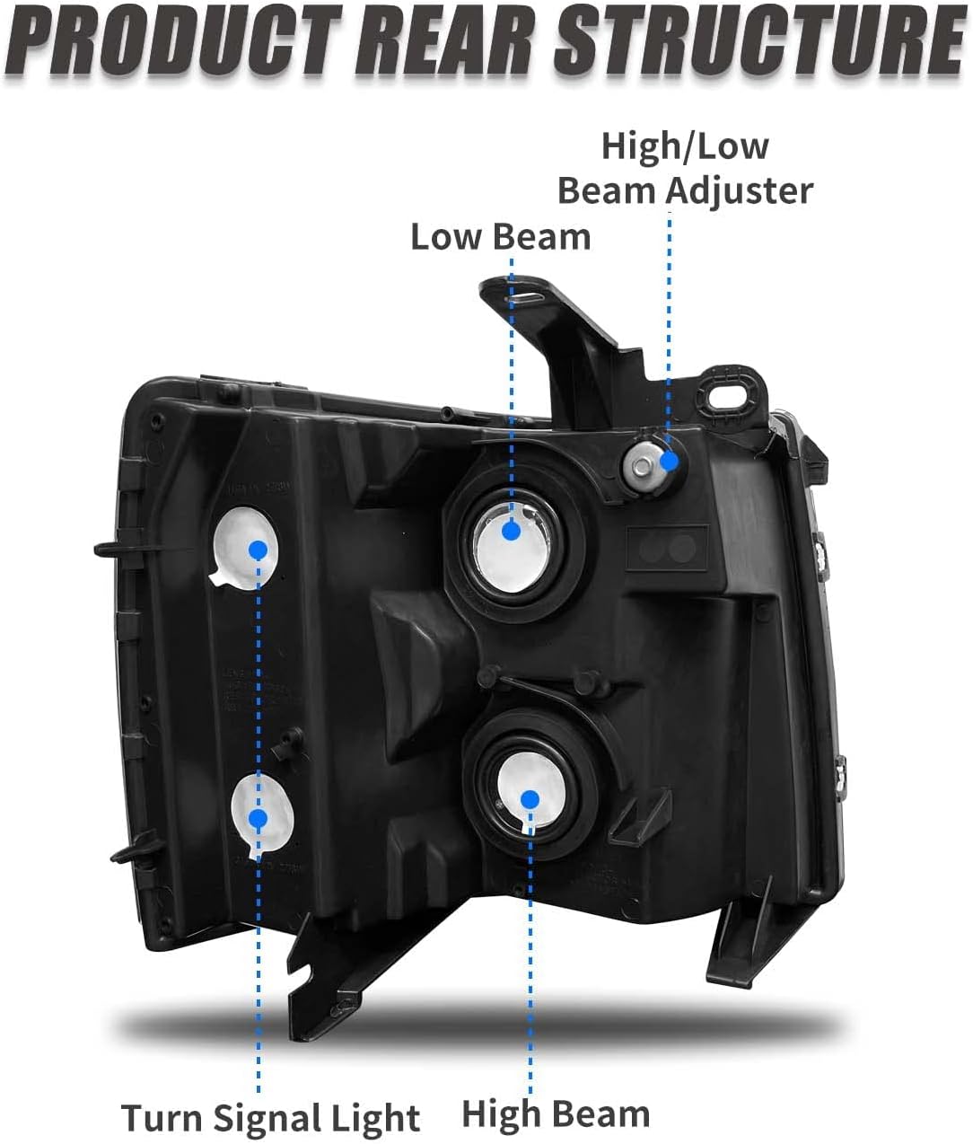 2007 2008 2009 2010 2011 2012 2013 2014 Silverado Headlight Assembly for 07-13 Chevy Silverado 1500/07-14 Silverado 2500HD 3500HD Clear Lens Black Housing Clear Reflector Replacement