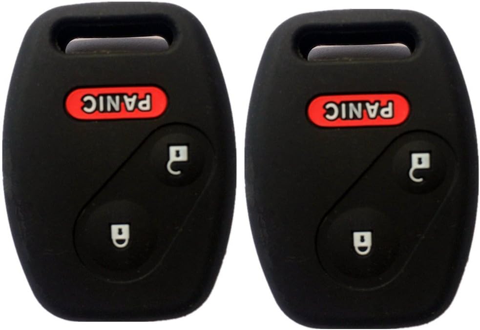 Ezzy Auto A Pair Black Silicone Rubber Keyless Entry Remote Key Fob Case Skin Covers Protector for Honda 2+1 Buttons