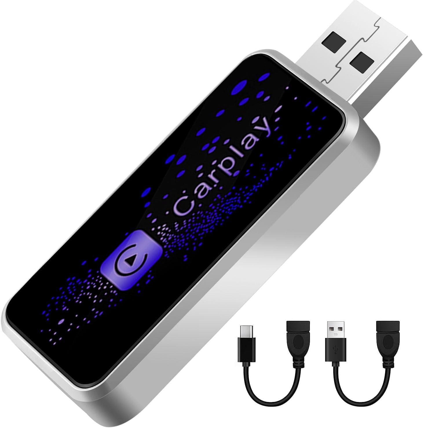 Wireless CarPlay Adapter, 2024 Smallest, Latest, and Fastest Plug and Play Wireless CarPlay Adapter Fit for Apple iPhone iOS 10+ for Cars, USB-A and USB-C Cables Included