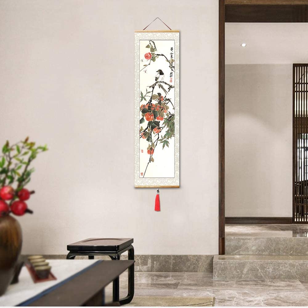 Baughey Chinlum Pittura Murale Orientale Su Rotolo Di Seta – Antica Arte Cinese, Quadro Classico, 40x119 Cm - 4
