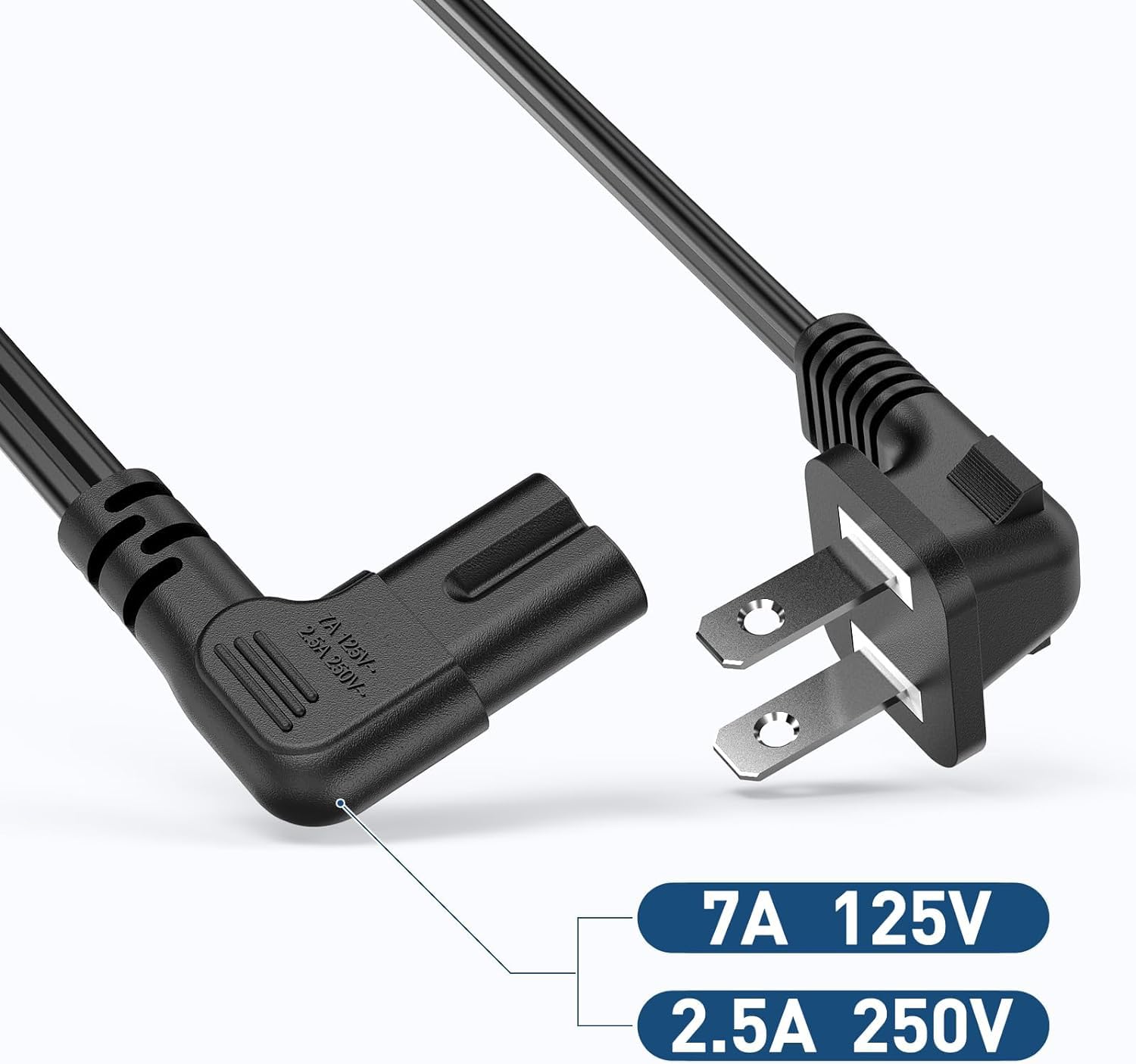 Amazon.com: Printer Power Cord 90 Degree Angled 2 Prong AC Power