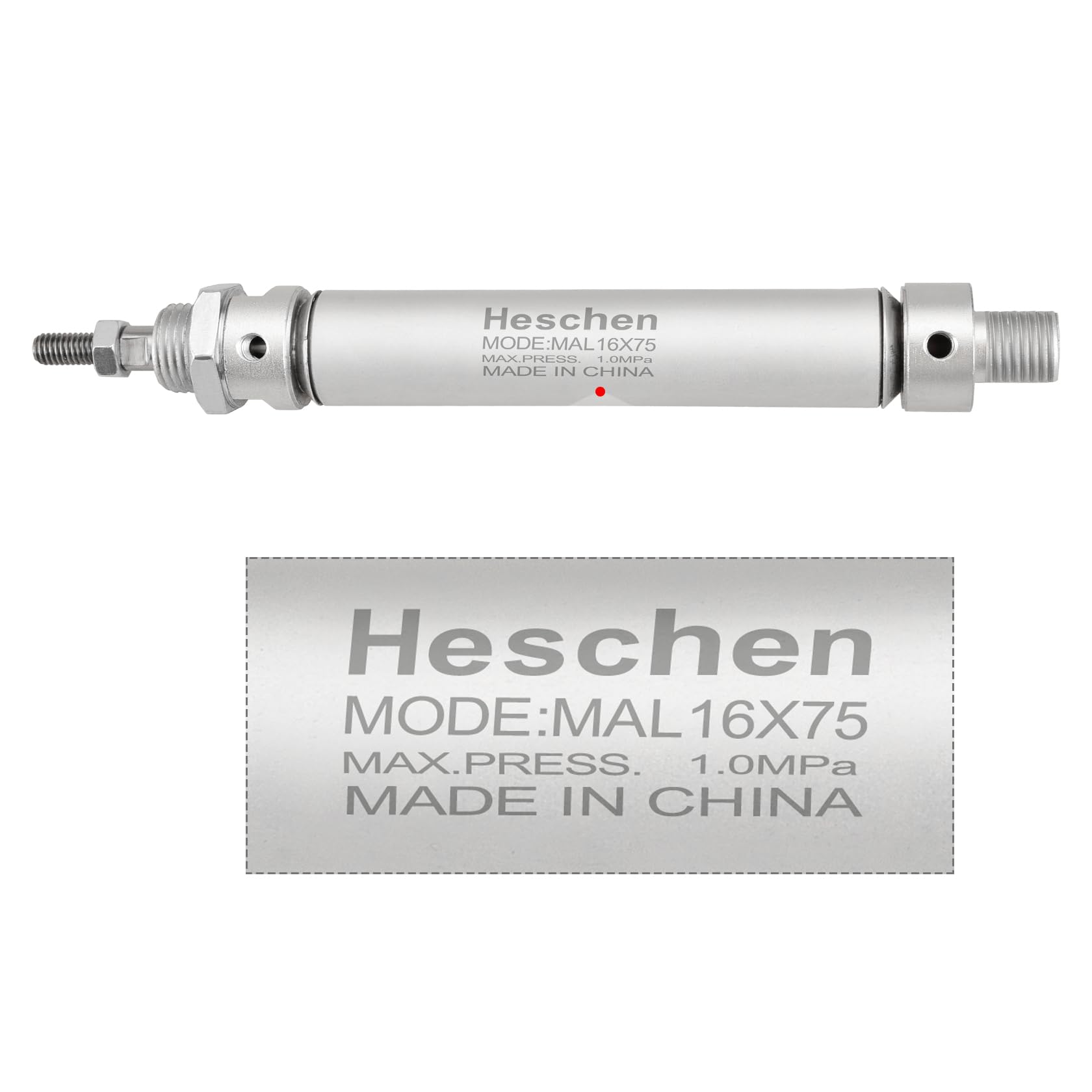 Heschen Vérin pneumatique Mince, Mal 16-75, M5 Port, Alésage 16mm, Course 75mm, Double Effet