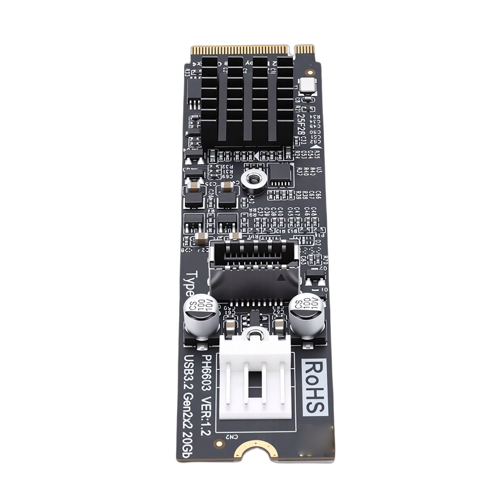 Gugxiom NVMe to Type E USB 3.2 Adapter Card, PCIe 20Gbps, ASM3242 Chipset, Front Panel Type E Socket, Heatsink Cooling, Plug and Play