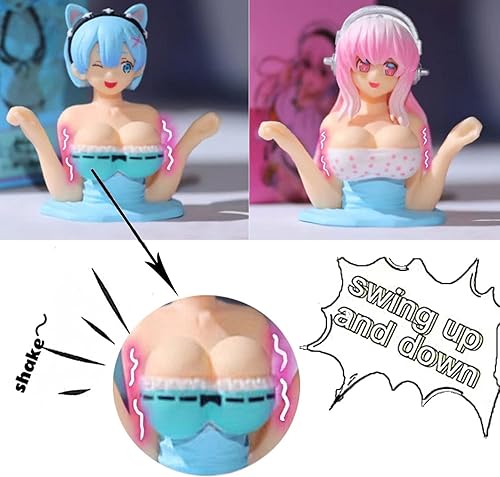 Miniatura 4 de Dimcaso Adornos de automóvil que sacuden el pecho, figura de anime para niña, decoración de tablero de automóvil, figuras coleccionables, linda