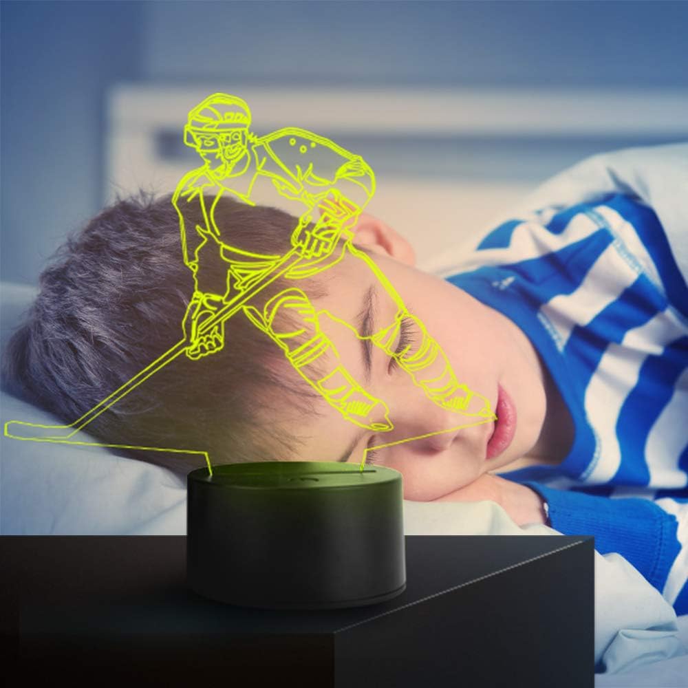 Hockey Player 3D Lamp Night Lights for Kids 7 LED Color Changing Touch Table Desk Lamps Lighting Cool Toys Gifts Birthday Xmas Decoration for Sports Hockey Fan - Image 6